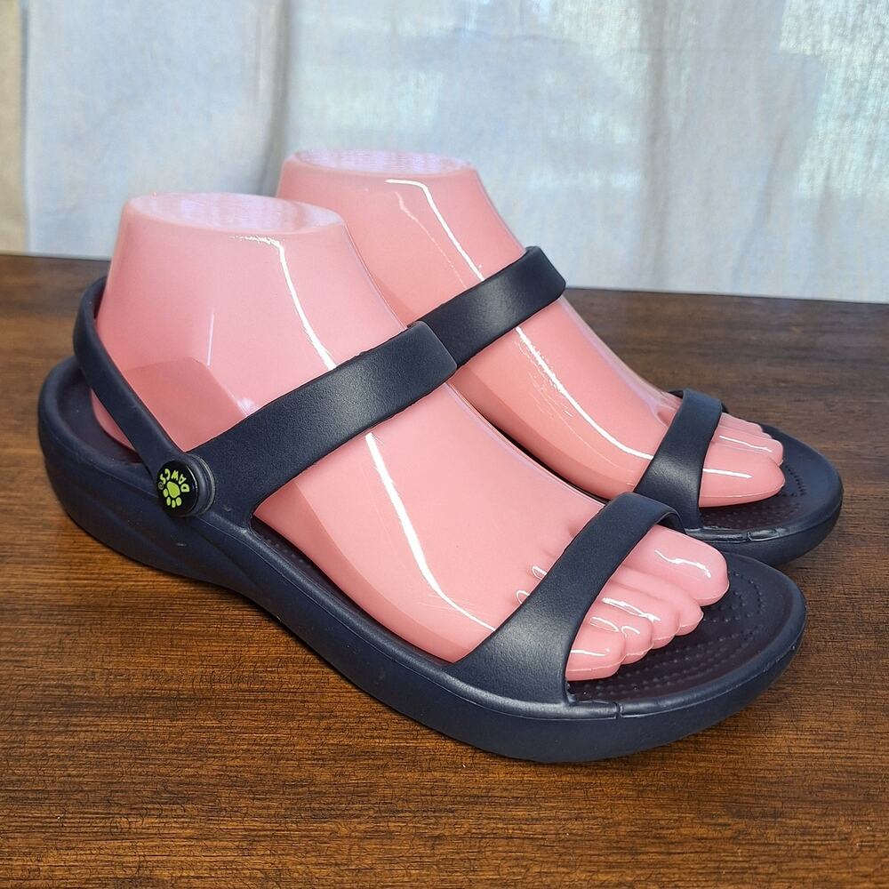 Dawgs 3 strap comfort sandals waterproof navy blue size 8 beach travel vacation